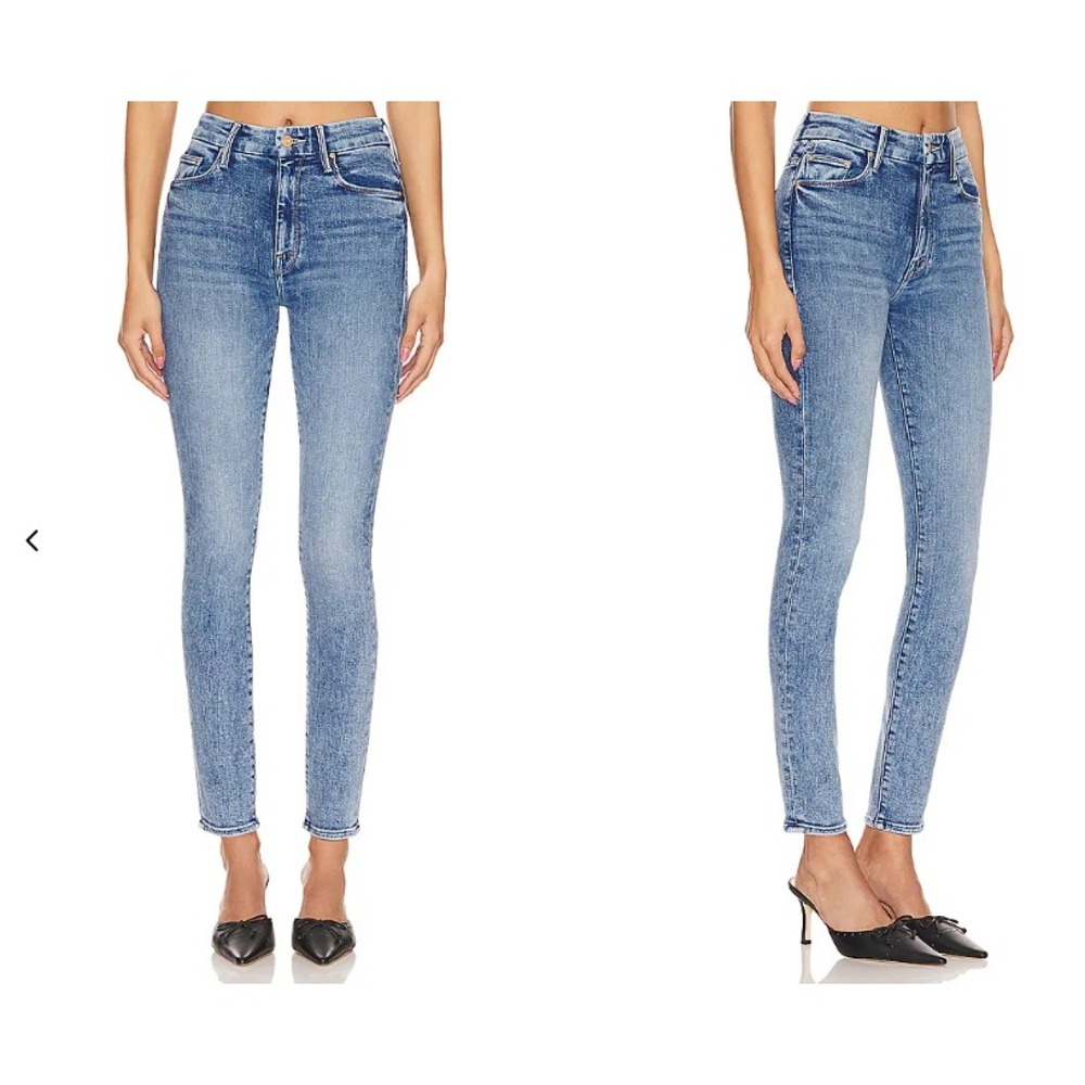 Mother High Waisted Looker Ankle Jeans On The Road Blue Skinny Denim Size 26